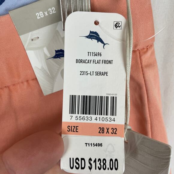 Tommy Bahama Men's Boracay Flat Front Chino Pants Lt Serape Pink Size 28x32 - Picture 4 of 9